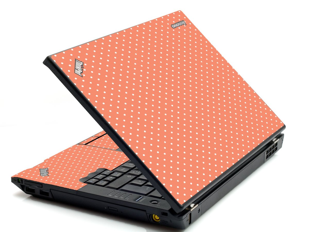 Coral Polka Dots IBM T420 Laptop Skin