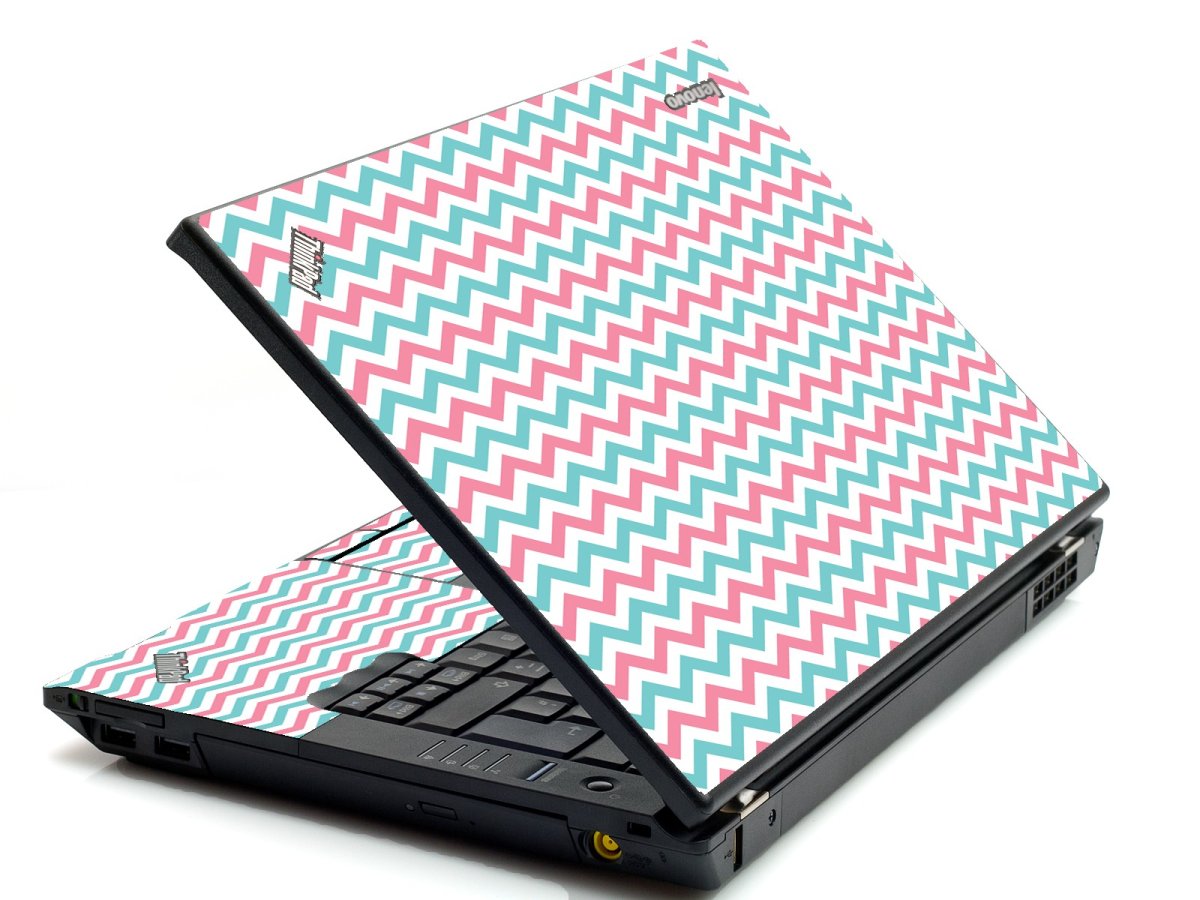 Pink Teal Chevron Waves IBM T420 Laptop Skin