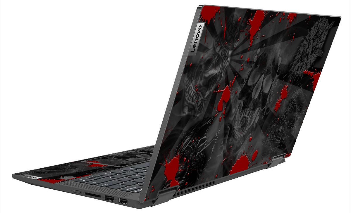 IdeaPad Flex 5 14ITL05 BLACK SKULLS RED Laptop Skin