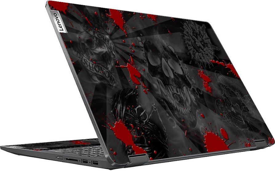 IdeaPad Flex 5 16IRU8 BLACK SKULLS RED Laptop Skin