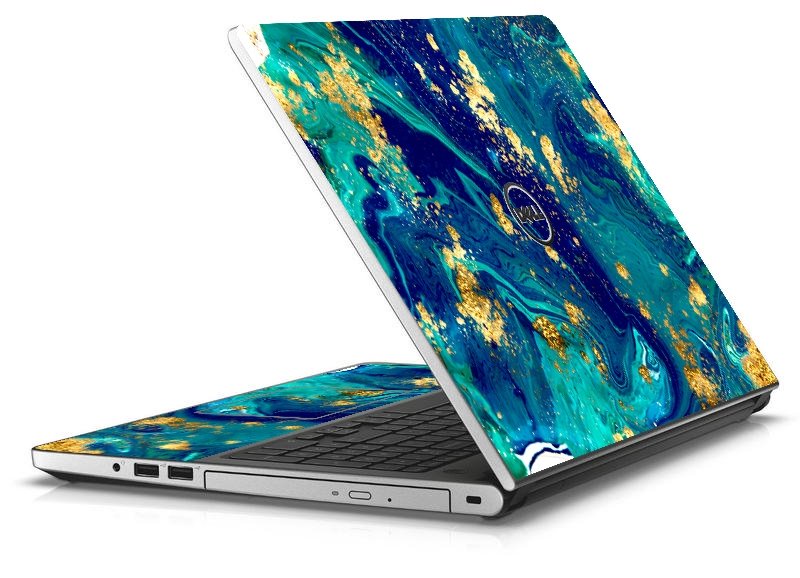 Dell Inspiron 14 5458 BLUE AND GOLD MARBLE Laptop Skin