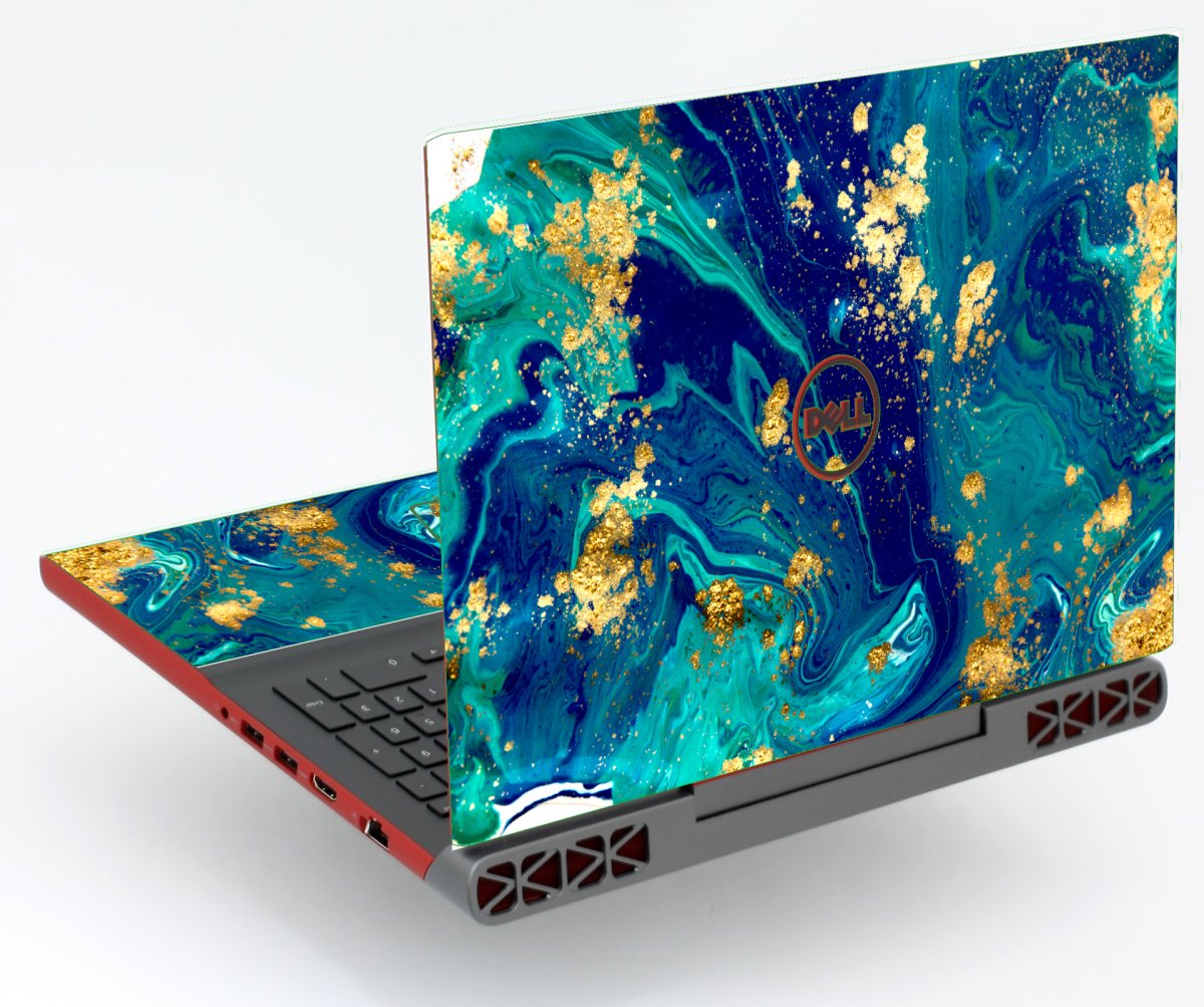 Dell Inspiron 15 7568  BLUE AND GOLD MARBLE Laptop Skin