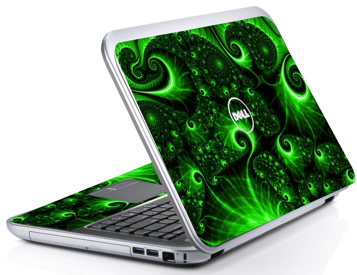 Dell Inspiron 15R GREEN SWIRLS Laptop Skin