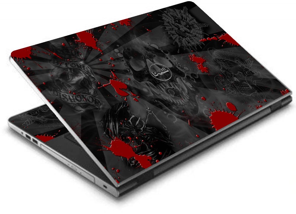 Dell Inspiron 17 5000 Series  BLACK SKULLS RED Laptop Skin