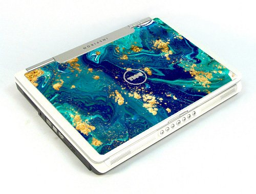 Dell Inspiron E1405/ 640M  BLUE AND GOLD MARBLE Laptop Skin