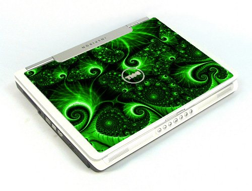Dell Inspiron E1405/ 640M  GREEN SWIRLS Laptop Skin