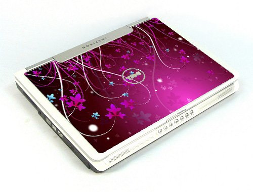 Dell Inspiron E1405/ 640M  PINK BLUE FLOWERS Laptop Skin