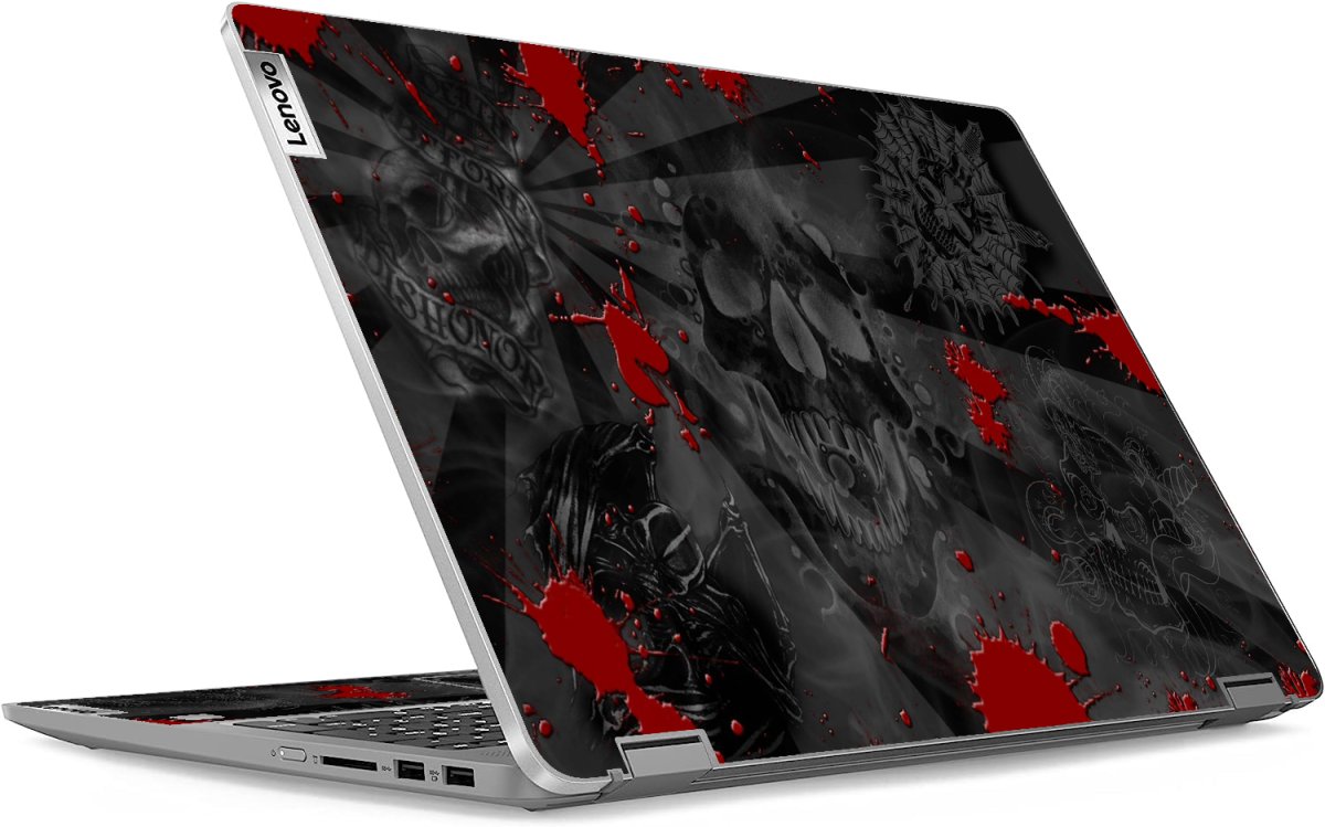 IdeaPad Flex 5 16ABR8 BLACK SKULLS RED Laptop Skin