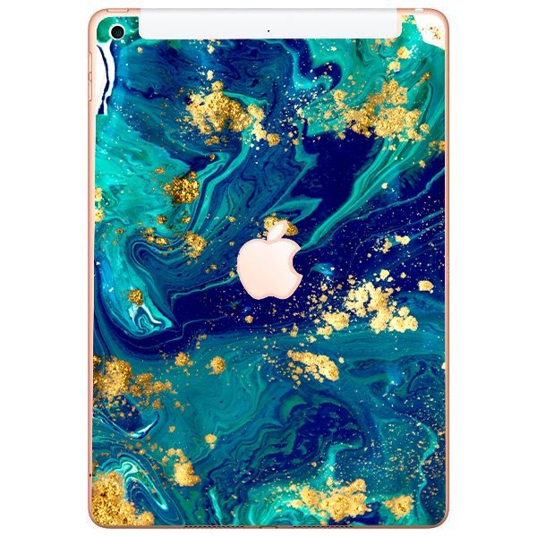 Apple iPad 7 (A2200) (A2198) (Wifi / Cell) BLUE AND GOLD MARBLE Laptop Skin