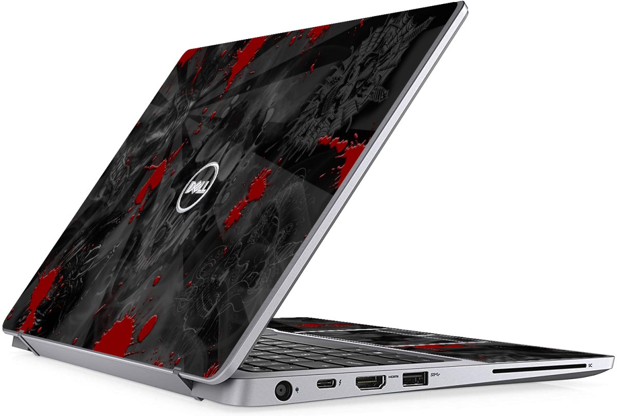 Dell Latitude 7300 BLACK SKULLS RED Laptop Skin