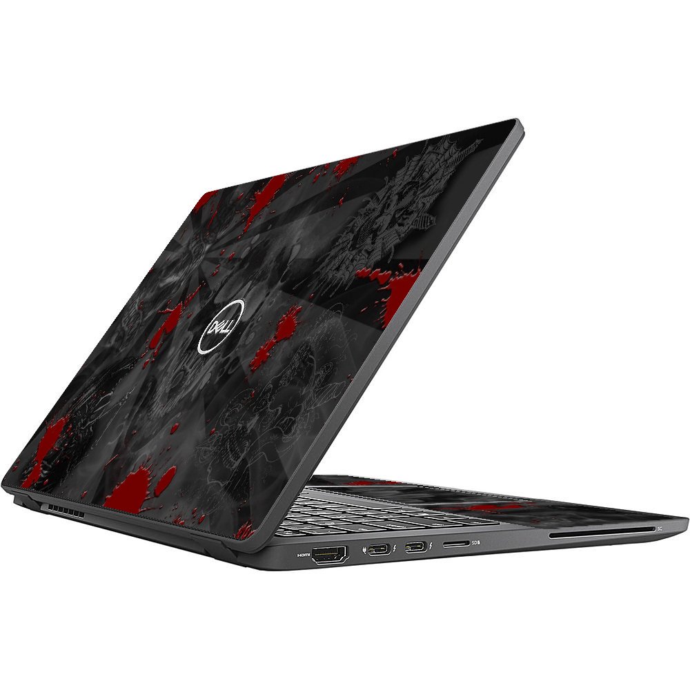 Dell Latitude 7310 BLACK SKULLS RED Laptop Skin