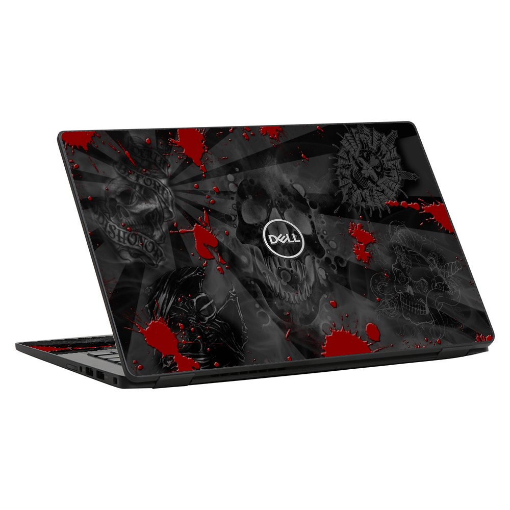 Dell Latitude 7430 BLACK SKULLS RED Laptop Skin