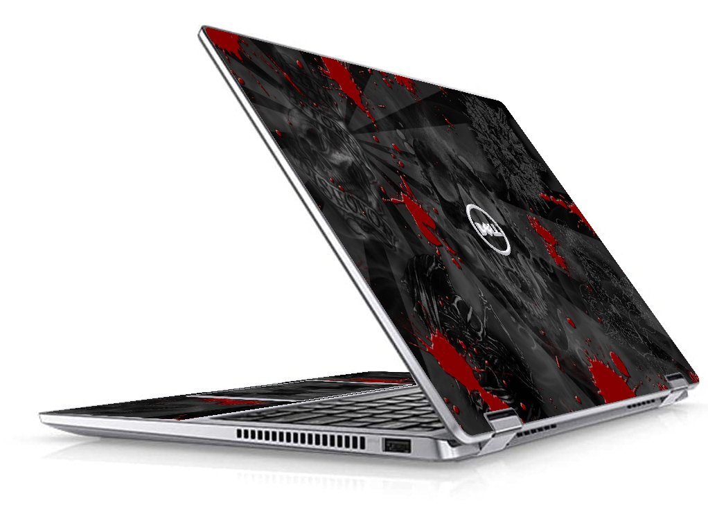 Dell Latitude 9420 2 IN 1 BLACK SKULLS RED Laptop Skin