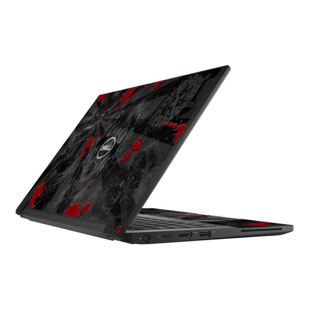Dell Latitude 7380 BLACK SKULLS RED Laptop Skin