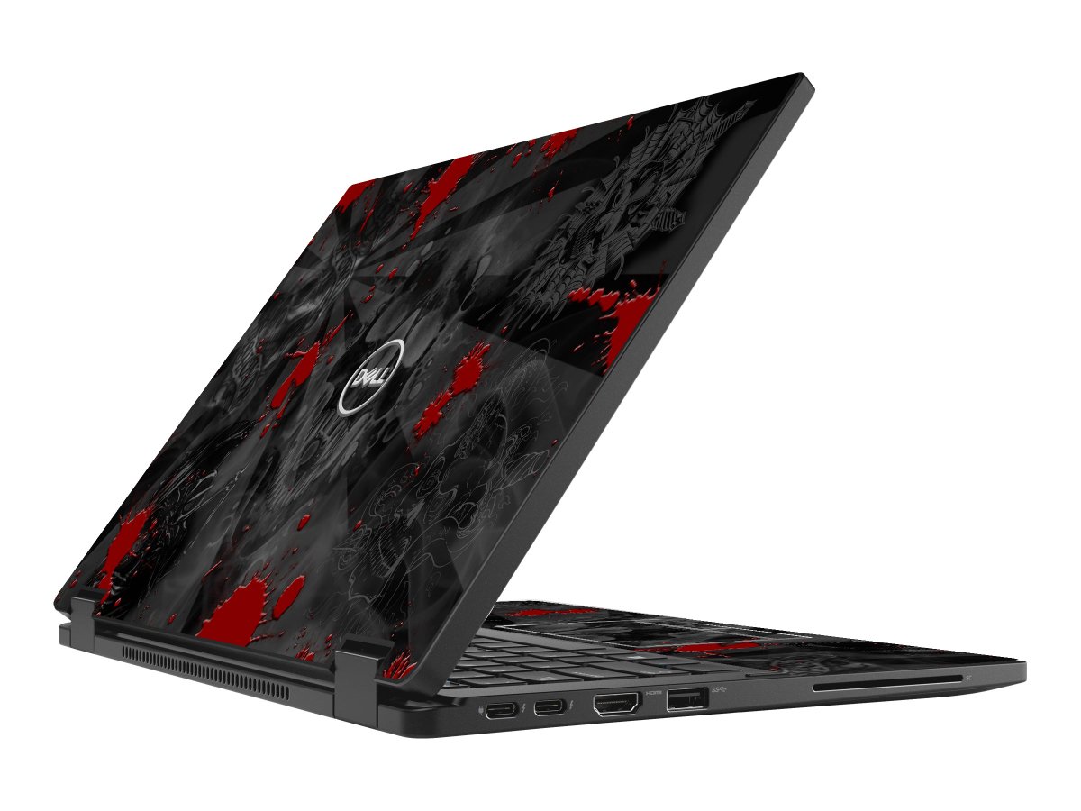 Dell Latitude 7389 2 IN 1 BLACK SKULLS RED Laptop Skin