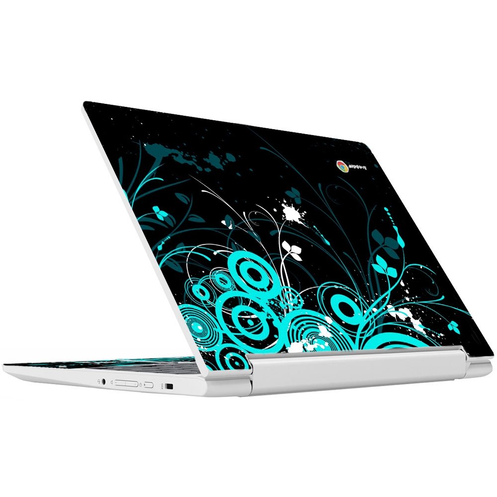 IBM/Lenovo Chromebook C330 BLACK AND BLUE BUTTERFLIES Laptop Skin