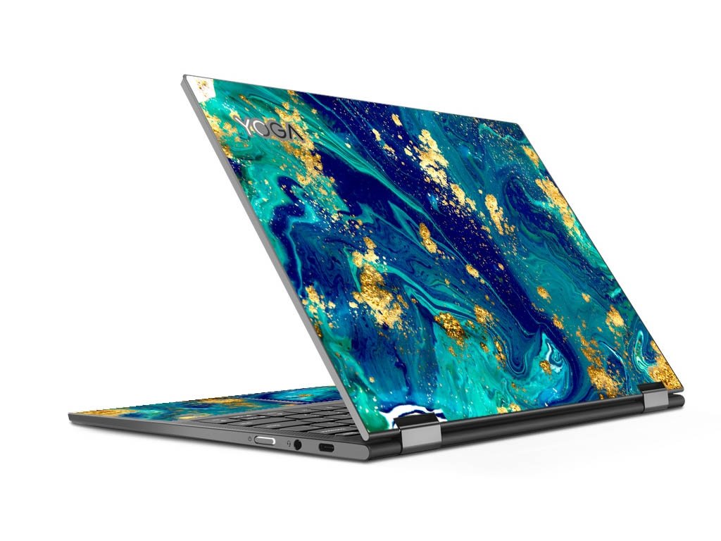 YOGA C630-13Q50 BLUE AND GOLD MARBLE Laptop Skin