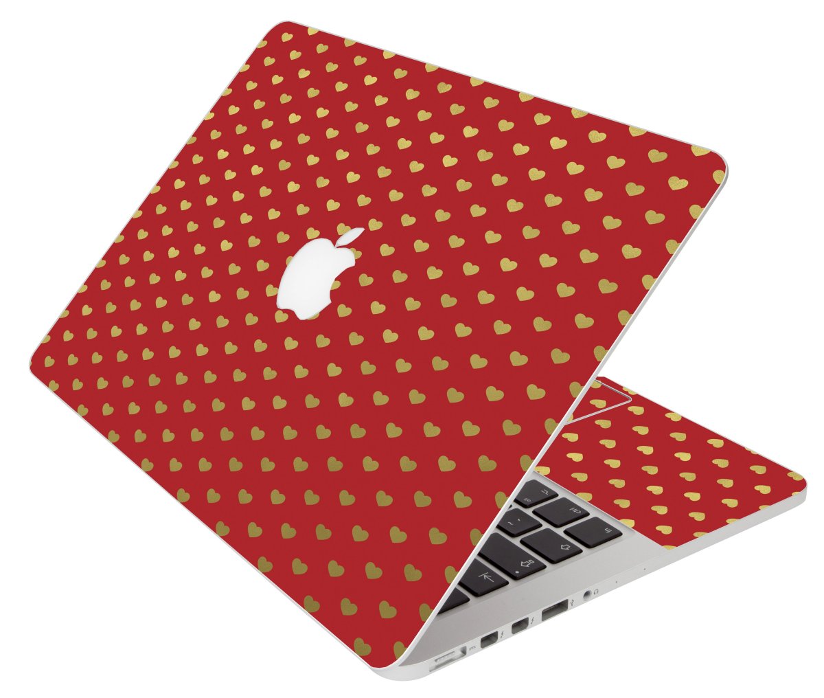 Red Gold Hearts Apple Macbook Air 11 A1370 Laptop Skin