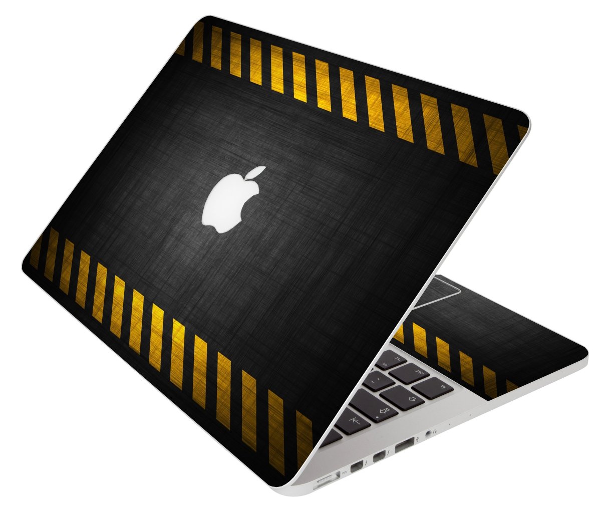 Black Caution Border Apple Macbook Pro 13 A1278 Laptop Skin