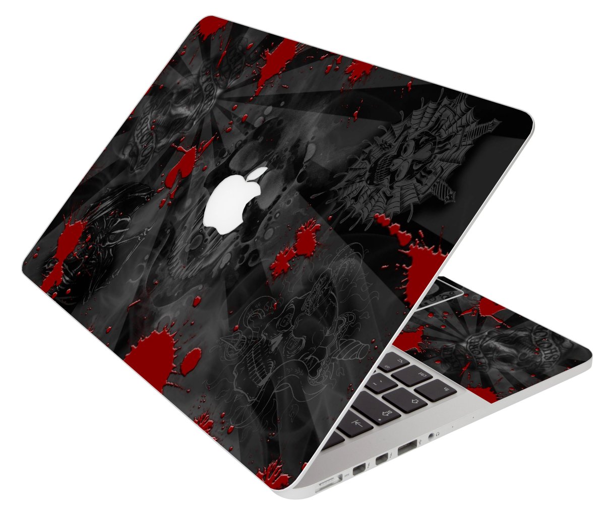 Black Skull Red Apple Macbook Pro 13 A1278 Laptop Skin