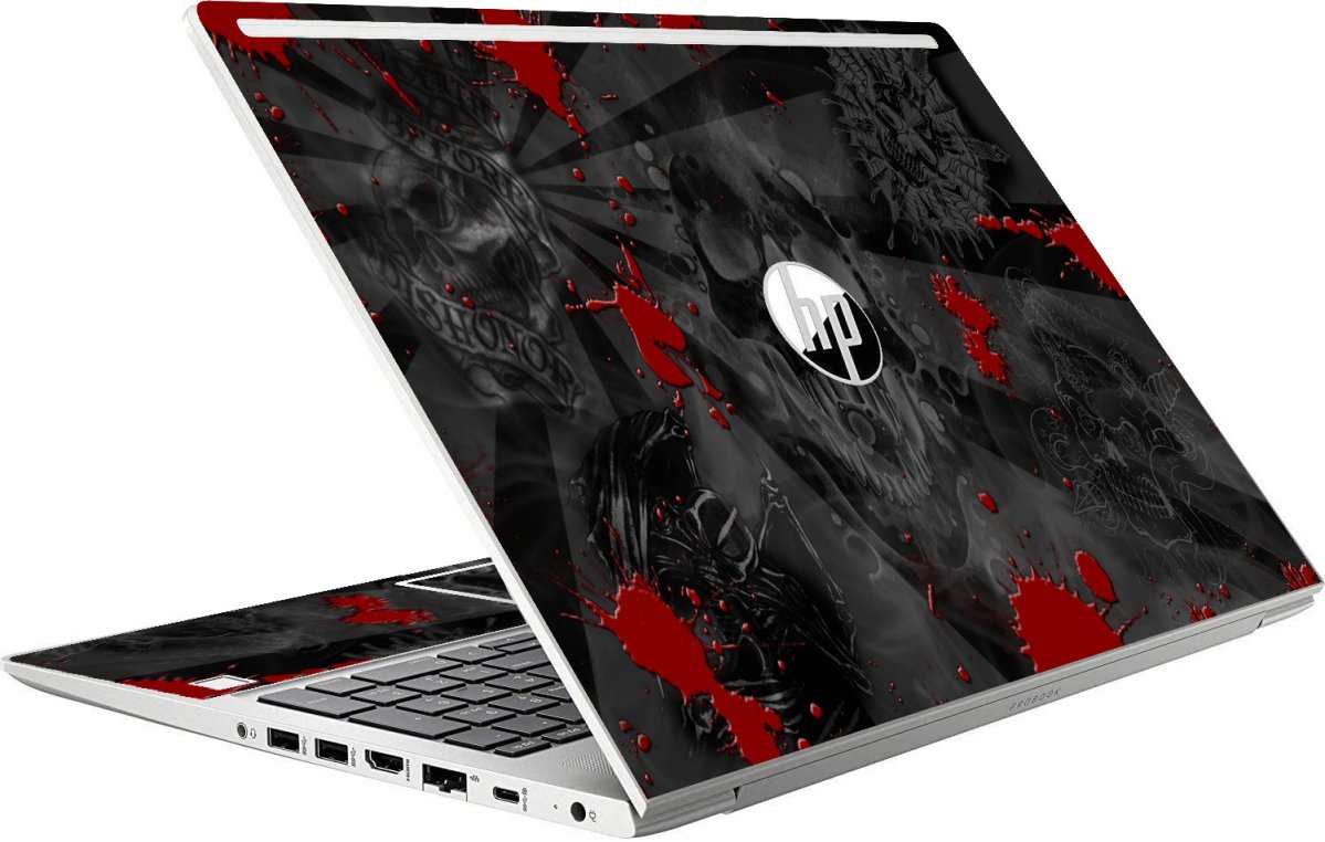 HP ProBook 450 G6 BLACK SKULLS RED Laptop Skin
