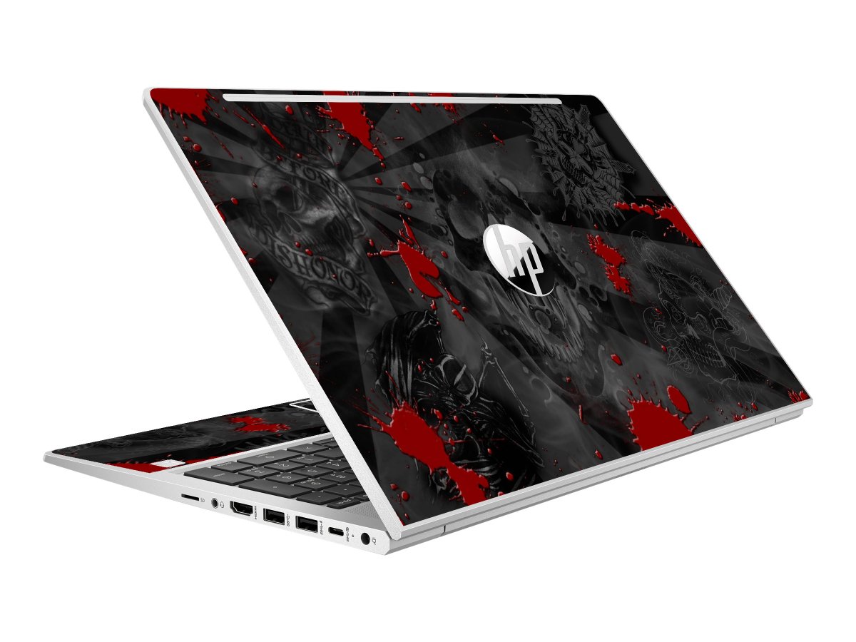 HP ProBook 450 G8 BLACK SKULLS RED Laptop Skin