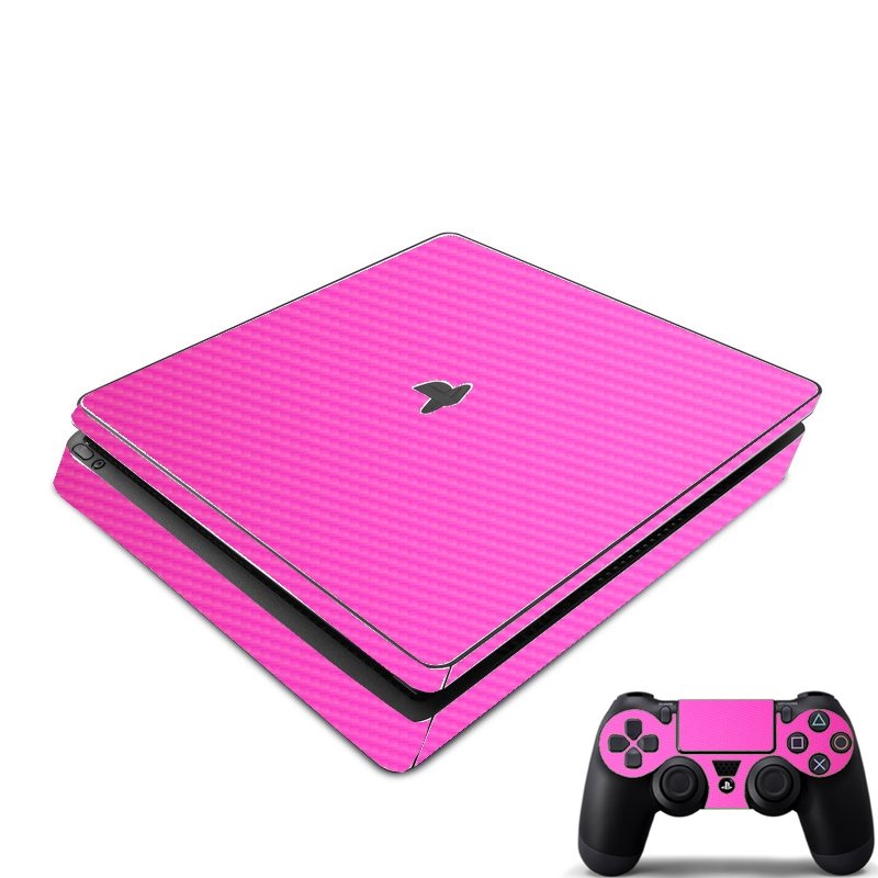 Playstation PS4 Slim Pink Carbon Fiber Console Skin
