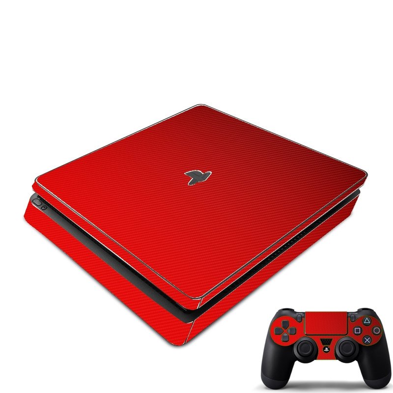 Playstation PS4 Slim Red Carbon Fiber Console Skin