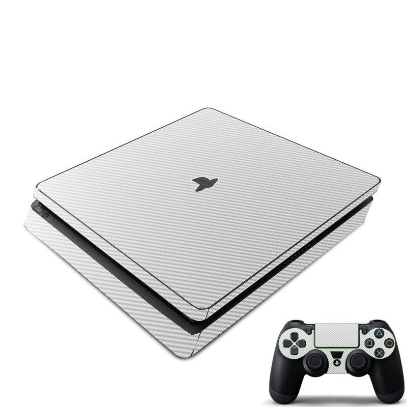Playstation PS4 Slim White Carbon Fiber Console Skin