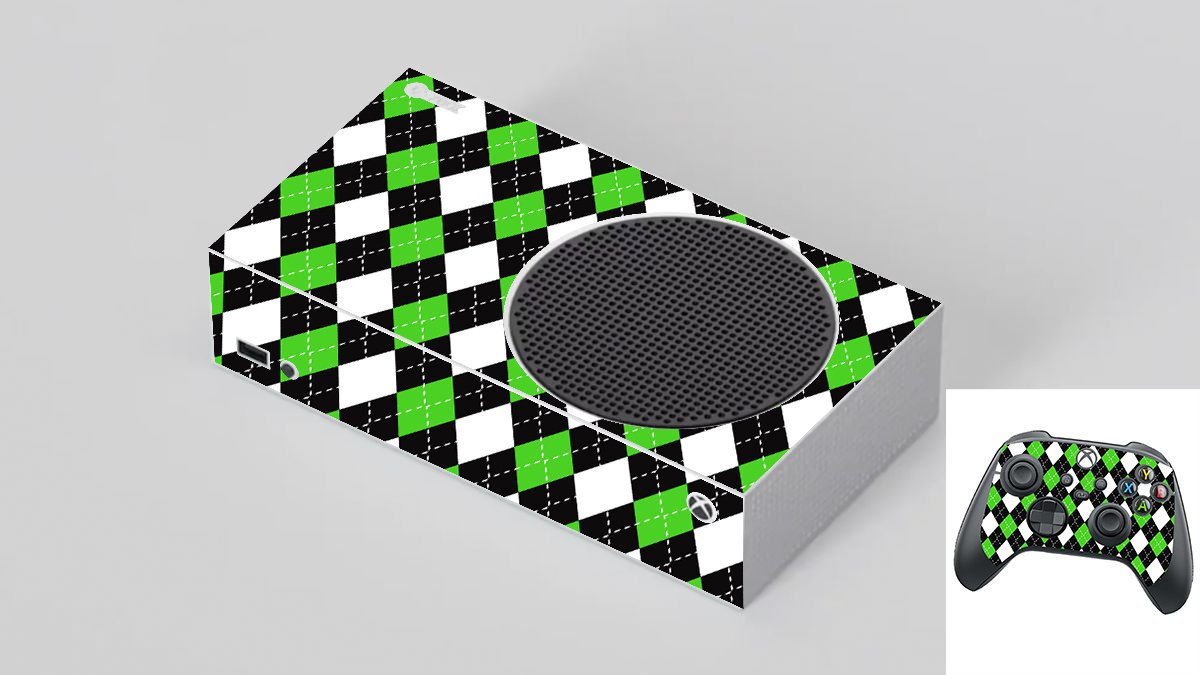 Microsoft Xbox Series S GREEN BLACK ARGYLE Laptop Skin