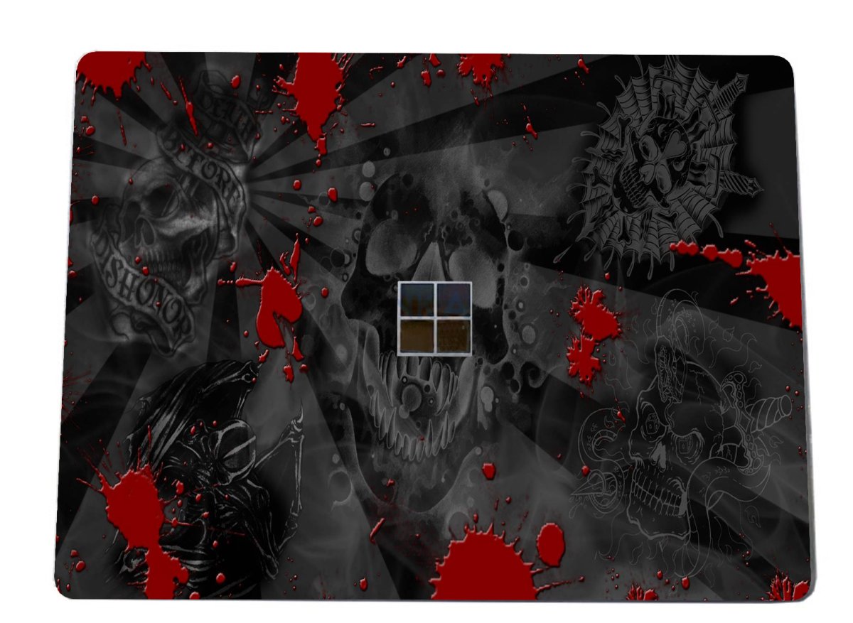 Microsoft Surface Go 1943 BLACK SKULLS RED Laptop skin