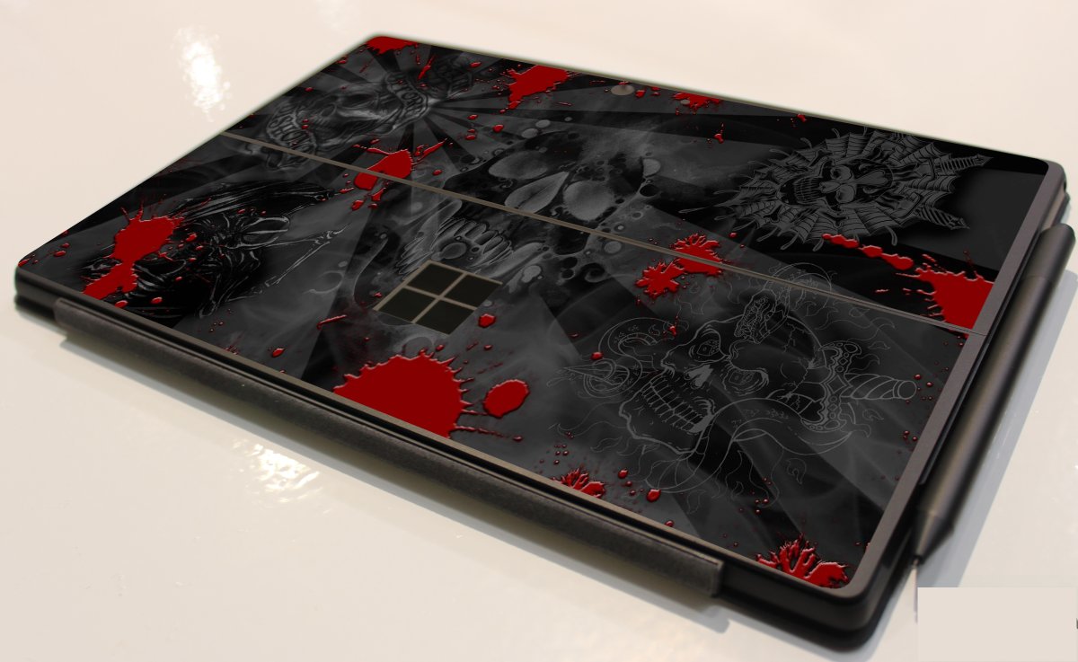 Microsoft Surface Pro 7 BLACK SKULLS RED Laptop Skin