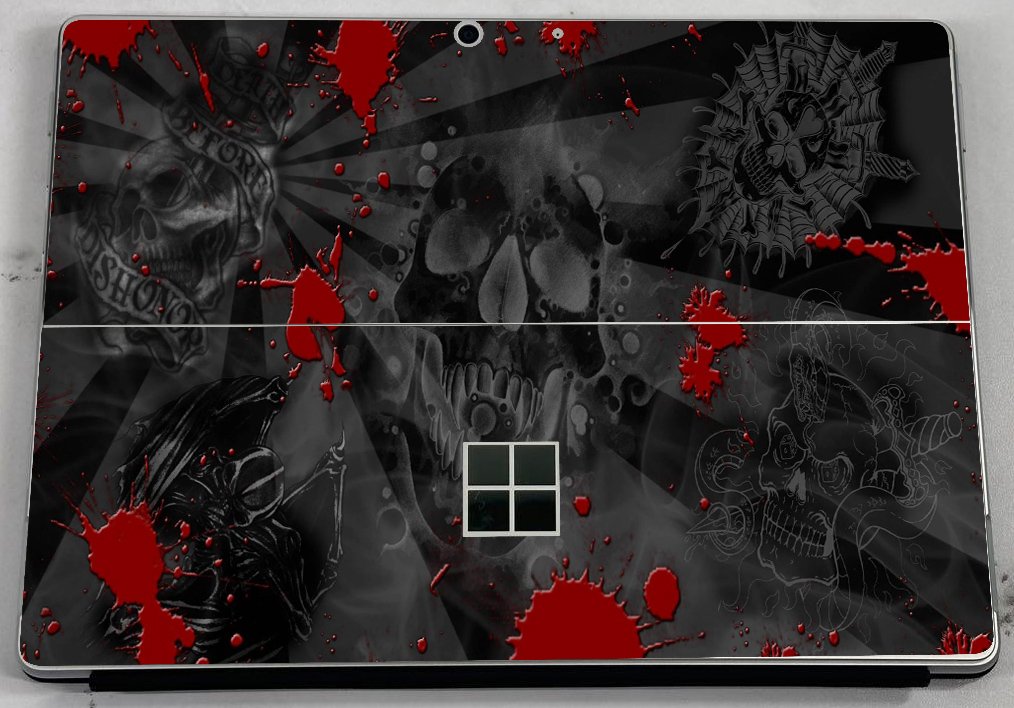Microsoft Surface Pro 8 BLACK SKULLS RED Laptop Skin