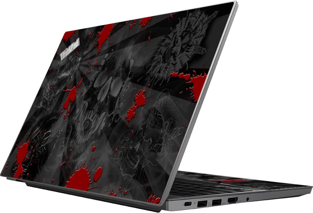 ThinkPad T14S G1 BLACK SKULLS RED Laptop Skin
