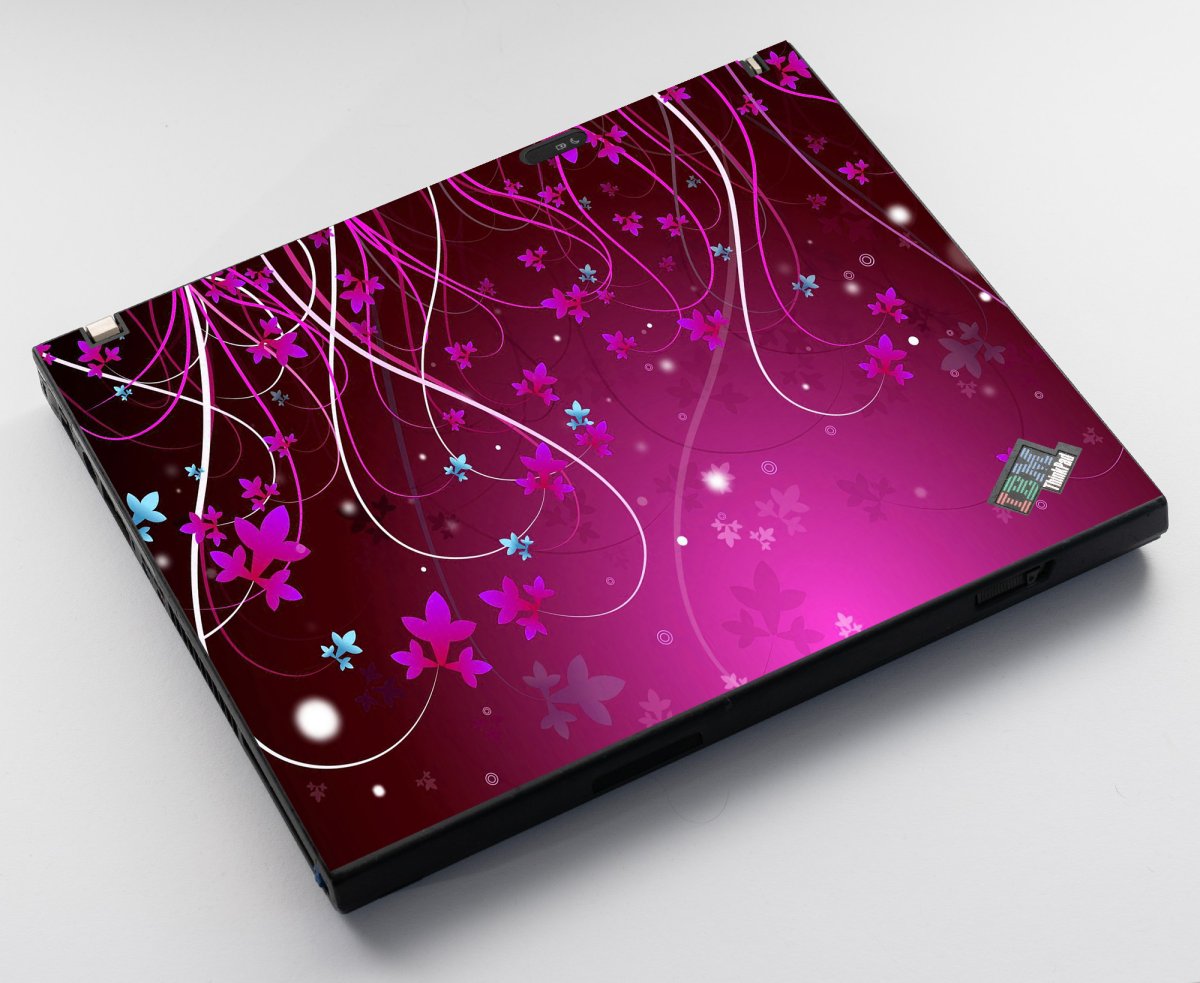 ThinkPad T42 PINK BLUE FLOWERS Laptop Skin