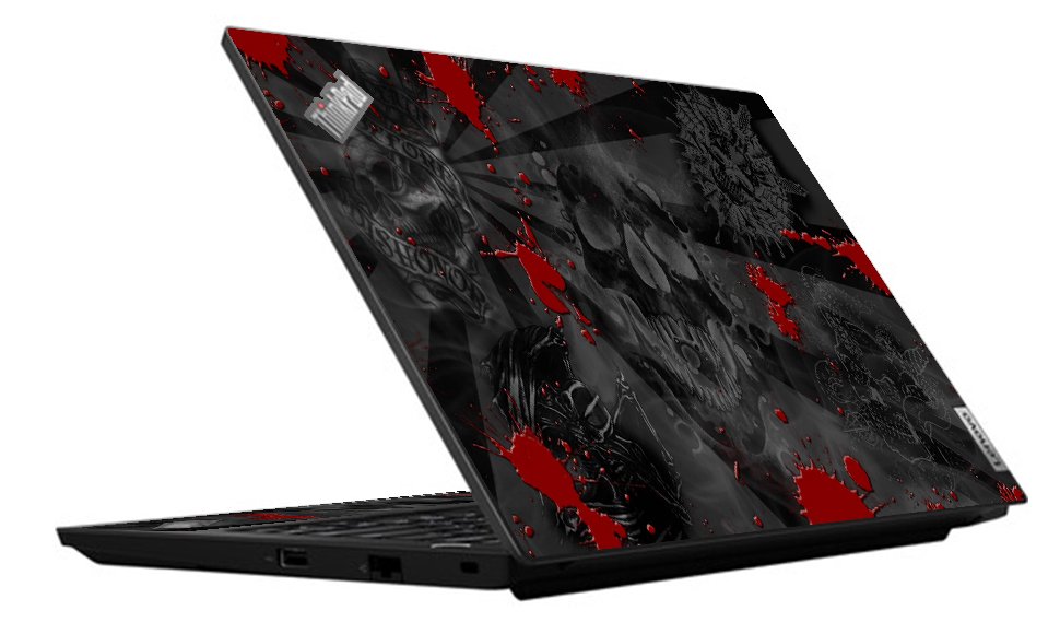 ThinkPad E14 G2 BLACK SKULLS RED Laptop Skin