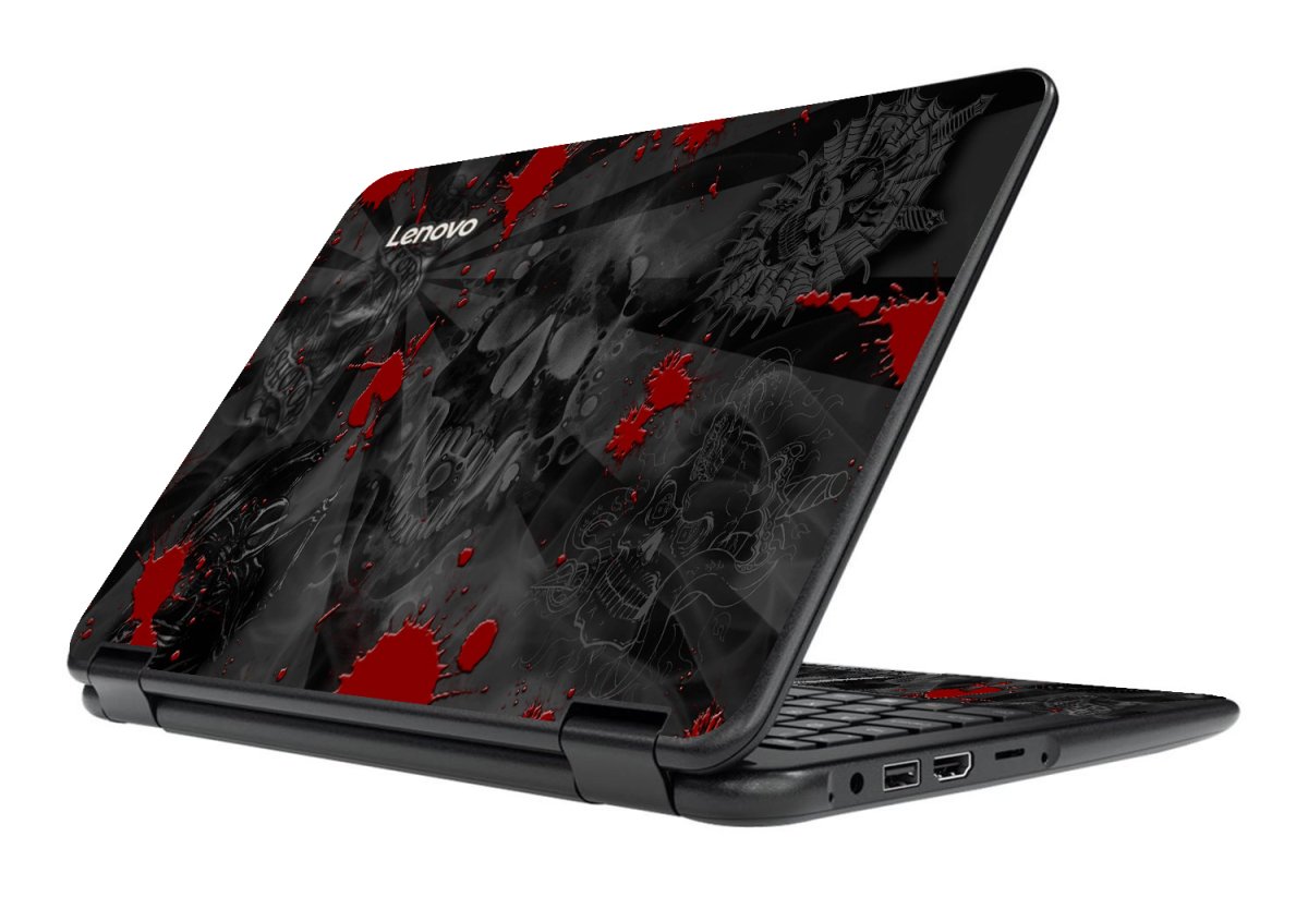 IBM/Lenovo ThinkPad N23 BLACK SKULLS RED Laptop Skin