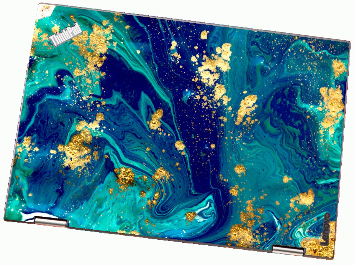 ThinkPad X1 CARBON YOGA G2 BLUE AND GOLD MARBLE Laptop Skin