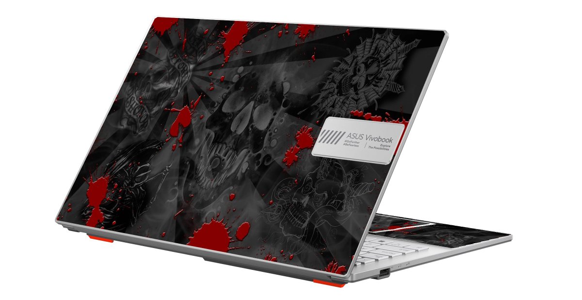 Vivobook Go E1504G BLACK SKULLS RED Laptop Skin