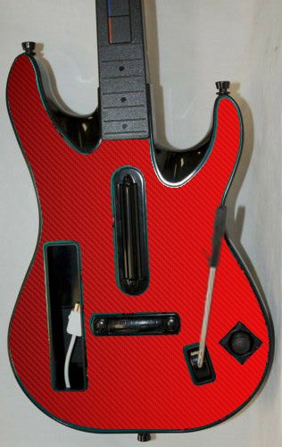Nintendo Wii Guitar Hero 5 Faceplate RED CARBON FIBER Console Skin