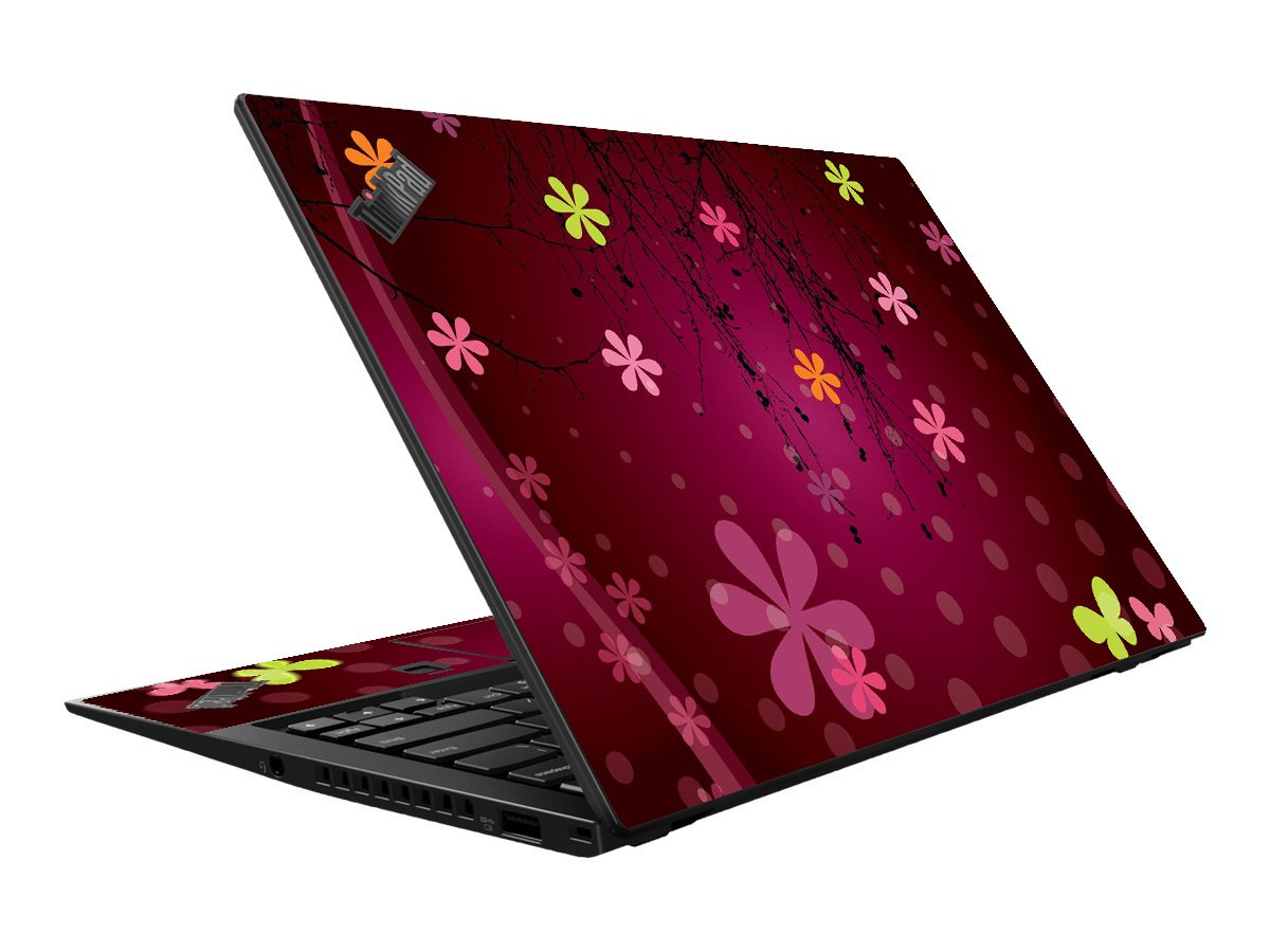 ThinkPad X1 CARBON G5 RETRO PINK FLOWERS Laptop Skin