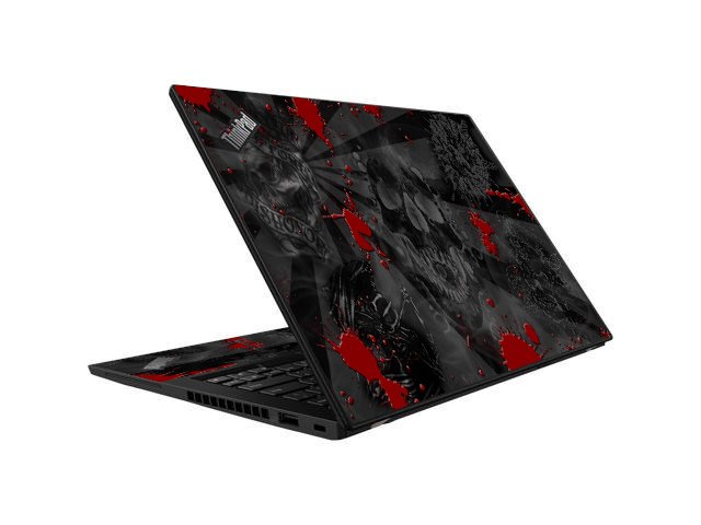 ThinkPad X390 BLACK SKULLS RED Laptop Skin