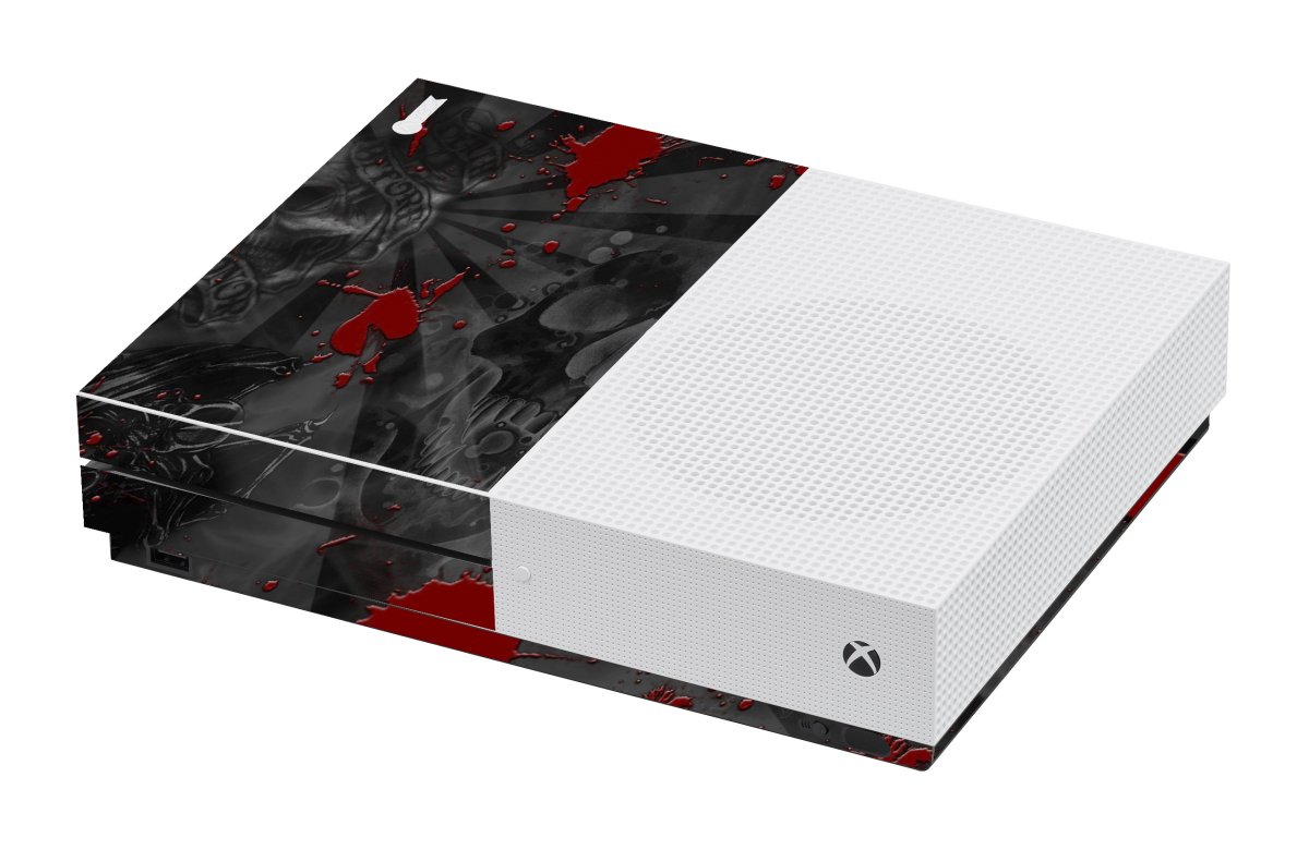 Microsoft Xbox One S BLACK SKULLS RED Laptop Skin