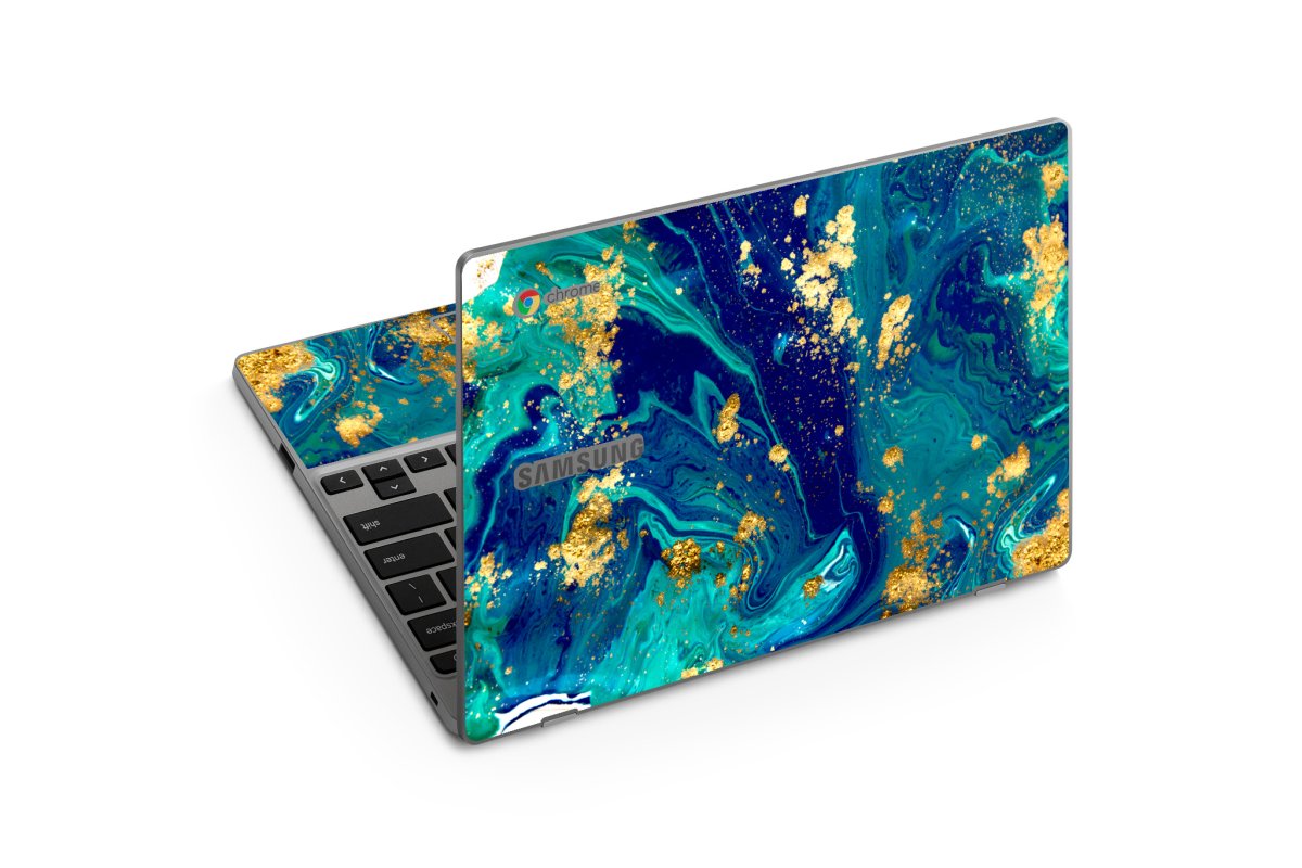 Samsung Chromebook XE310XBA BLUE AND GOLD MARBLE Laptop Skin