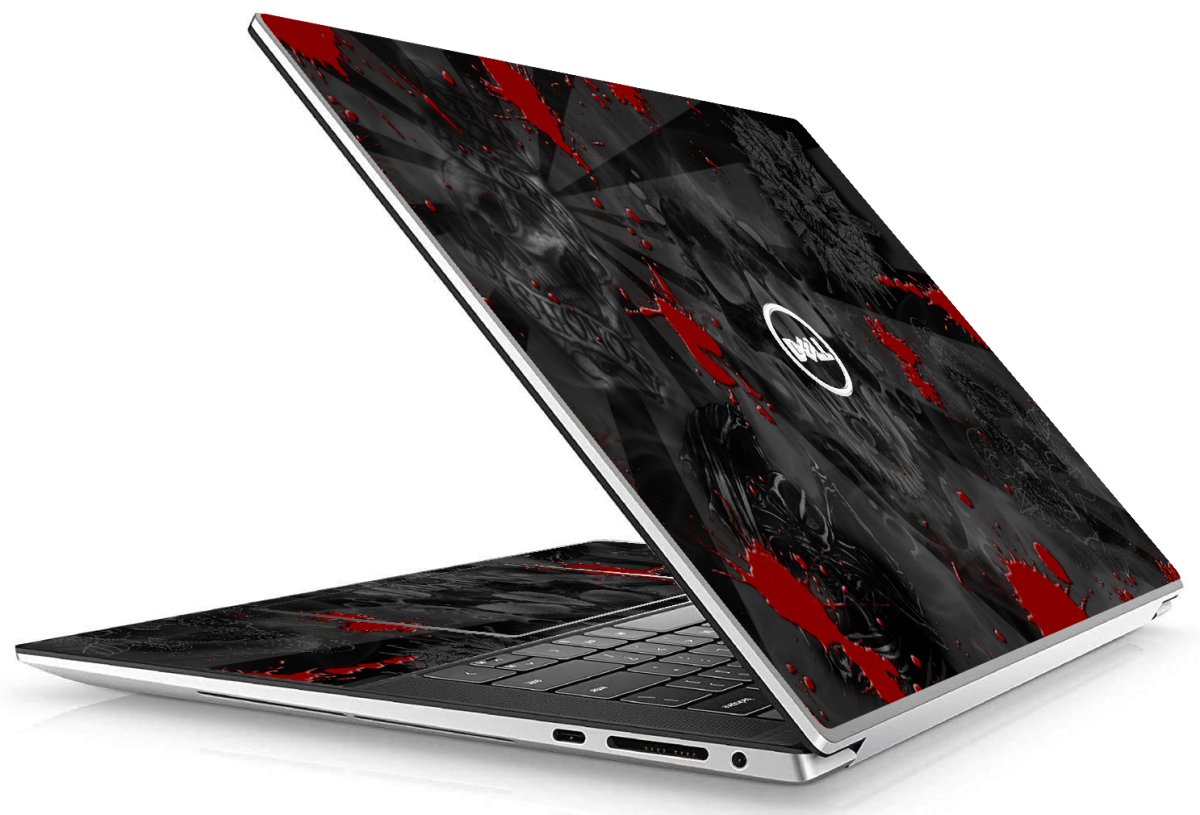 Dell XPS 15 9500 / 9510 BLACK SKULLS RED Laptop Skin