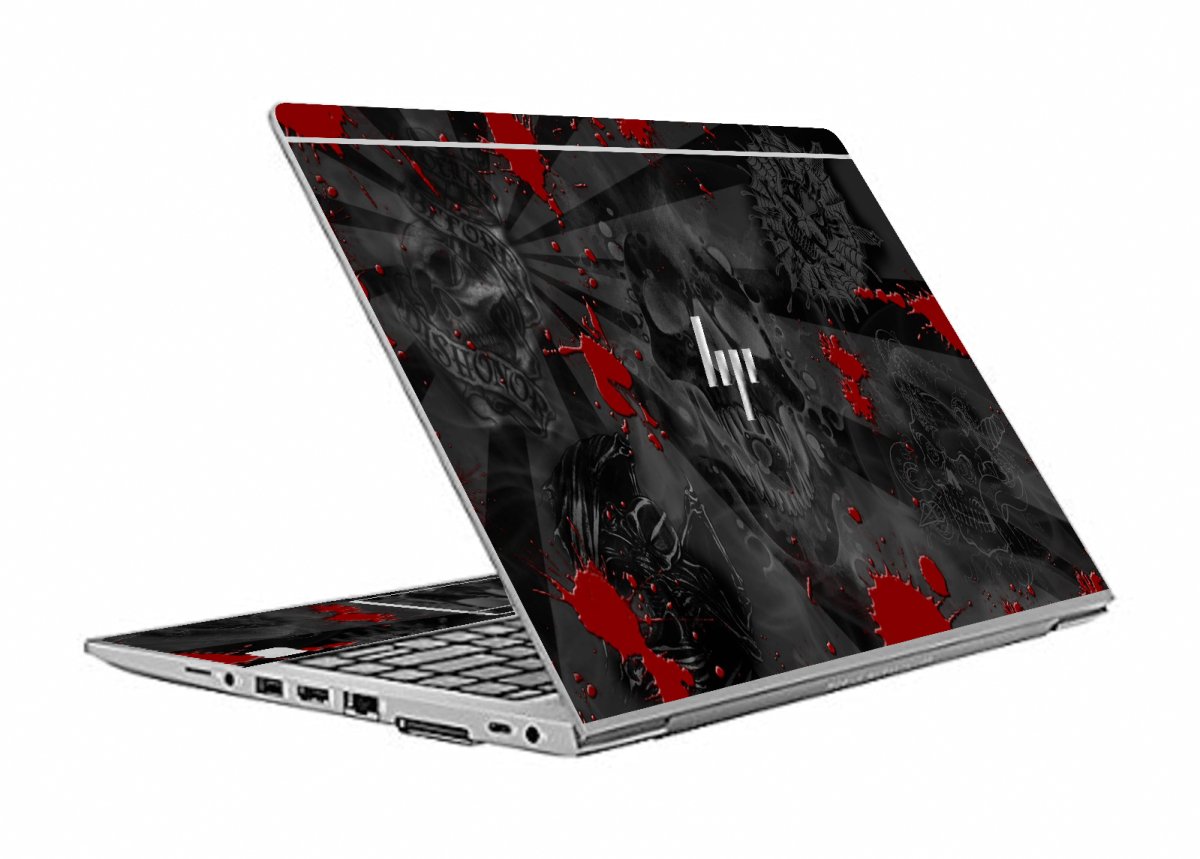 HP ZBook 14U G5 BLACK SKULLS RED Laptop Skin