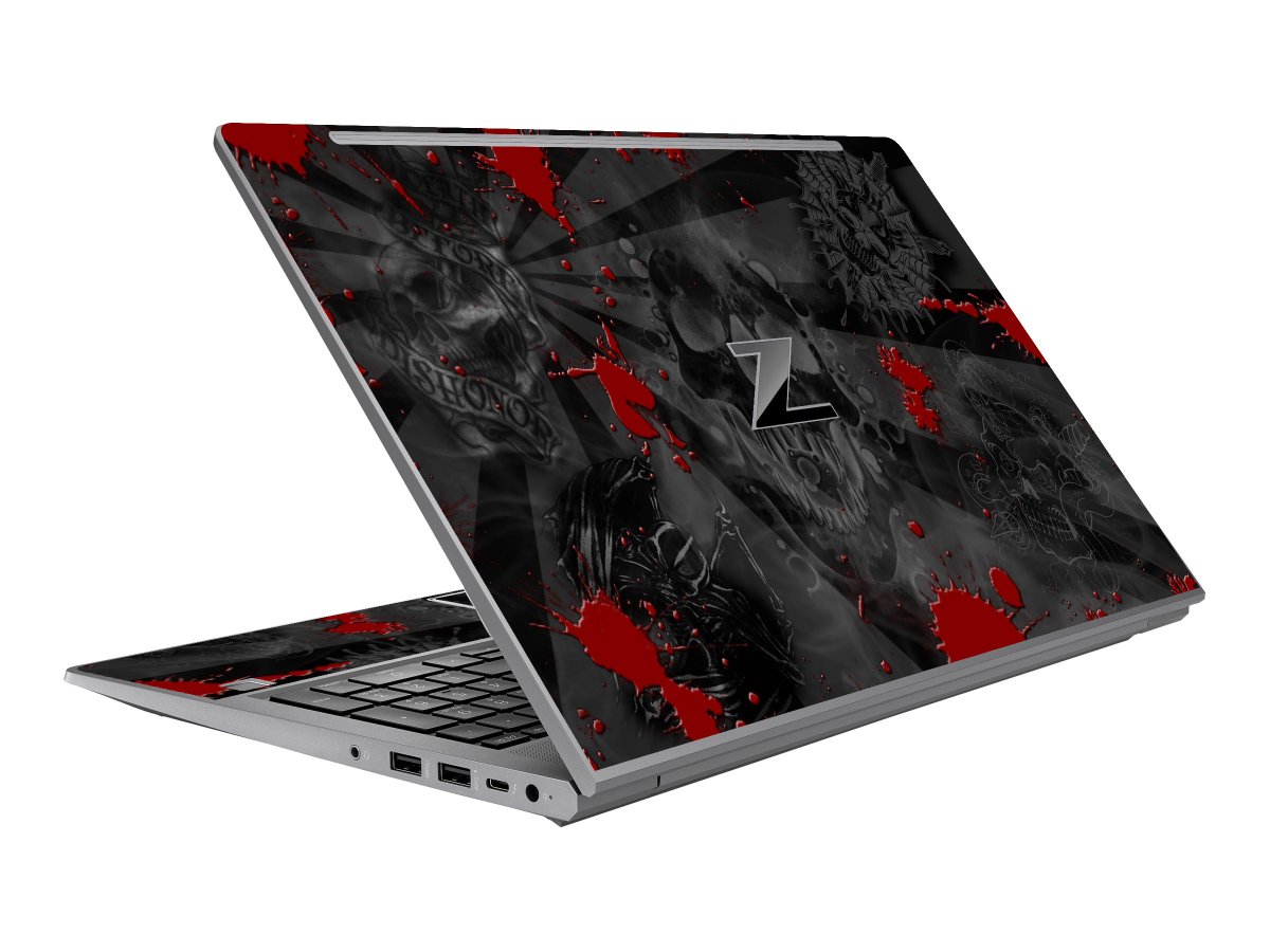 HP ZBook Power G9 Mobile Workstation BLACK SKULLS RED Laptop Skin
