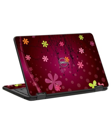 Dell Latitude 11 3190 2-in-1 RETRO PINK FLOWERS Laptop Skin