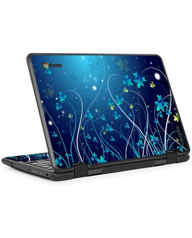 IBM/Lenovo Chromebook 300e BLUE FLOWERS Laptop Skin