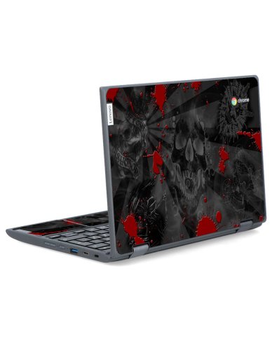 IBM/Lenovo Chromebook 300e G2 AST BLACK SKULLS RED Laptop Skin